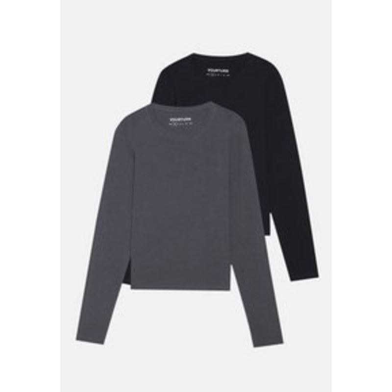 YOURTURN 2 PACK UNISEX – Langarmshirt – dark grey/black/dunkelgrau