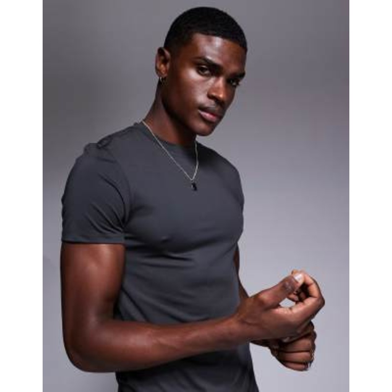 4505 Icon quick dry muscle fit training T-shirt in charcoal