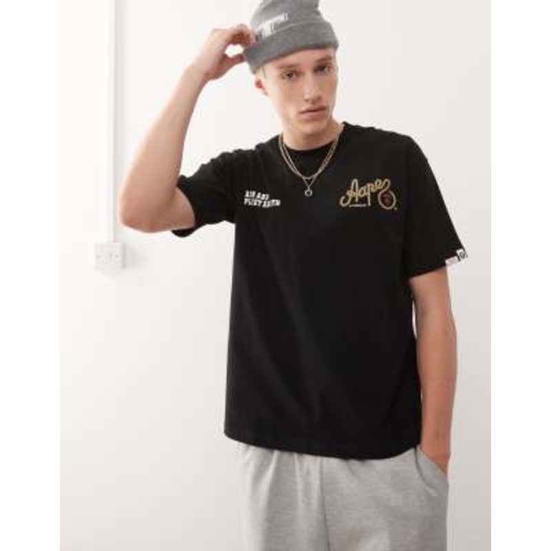 Aape by A Bathing Ape western logo T-shirt back print in black