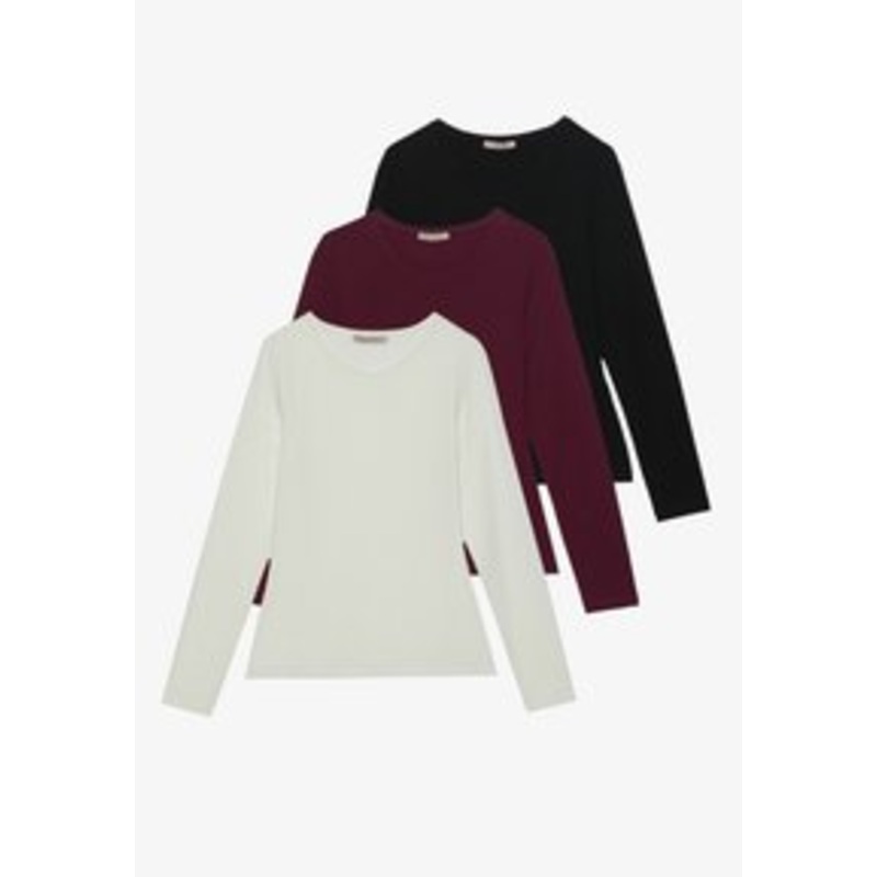 Anna Field 3 PACK – Langarmshirt – black/bordeaux/white/schwarz
