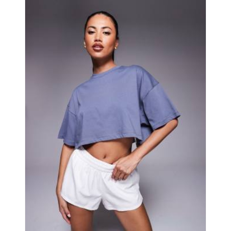 4505 Icon heavyweight cotton cropped T-shirt with quick dry finish in cornflower