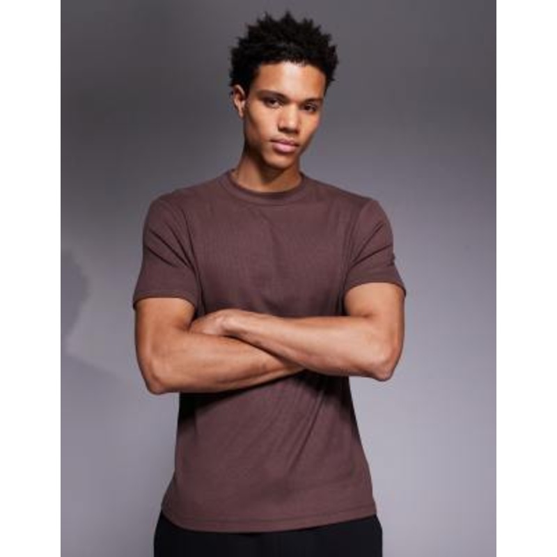 4505 Rest Day ultra soft modal ribbed slim fit T-shirt in brown