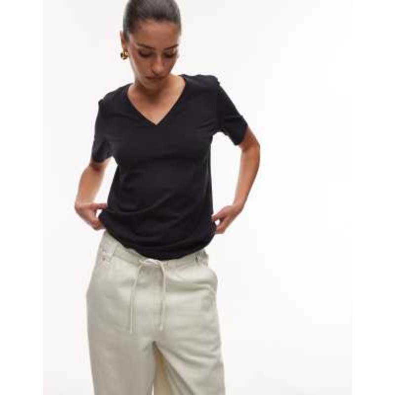 ARKET stretch jersey v-neck T-shirt in navy blue