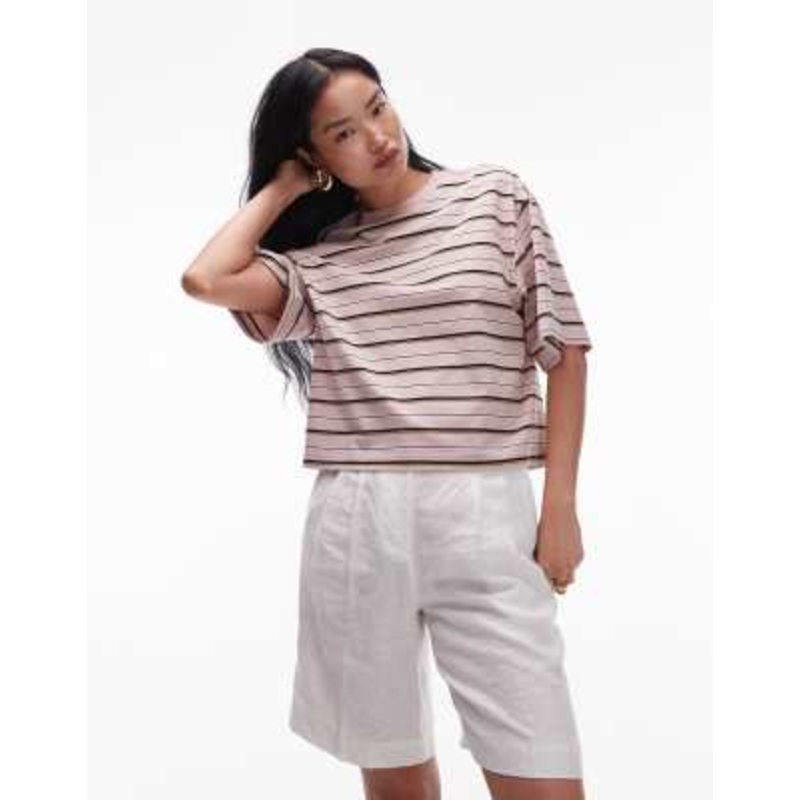 & Other Stories boxy oversized T-shirt in pink and brown stripe