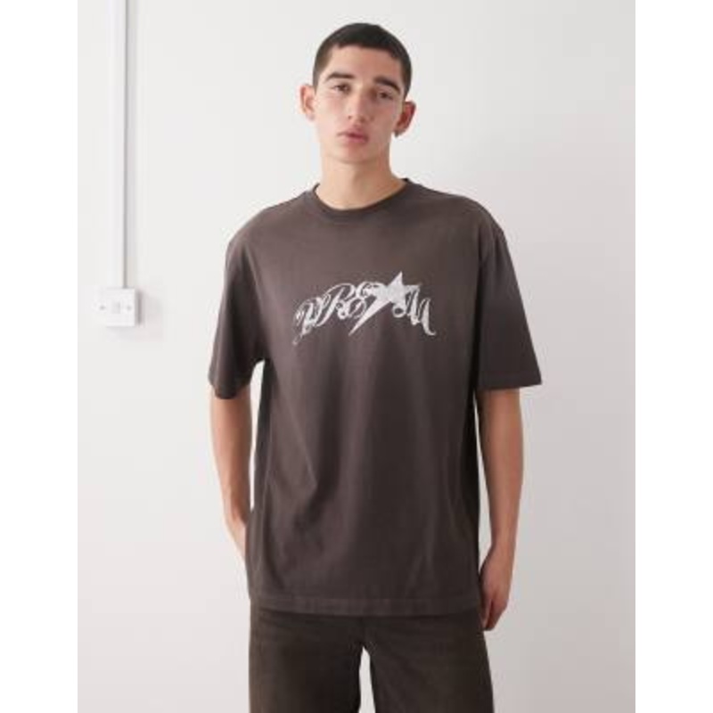 Weekday relaxed fit T-shirt graphic print in faded brown