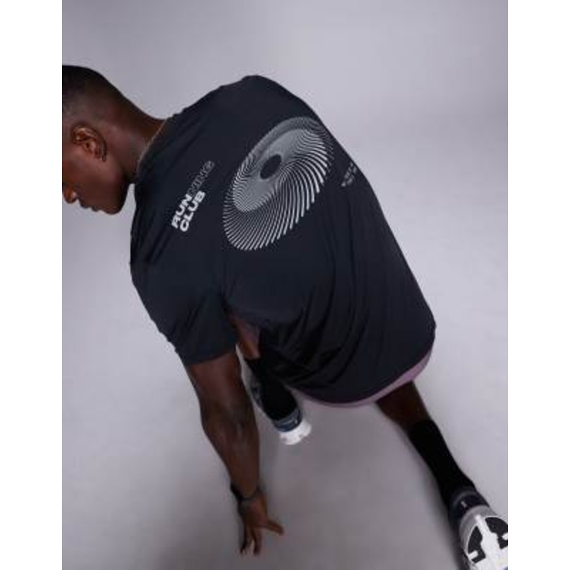 4505 running quick dry back print performance mesh t-shirt in black