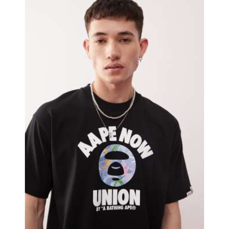 AAPE By A Bathing Ape logo union T-shirt in black