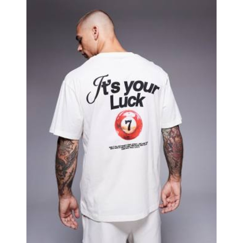 ADPT oversized T-shirt with 7ball graphic in cream