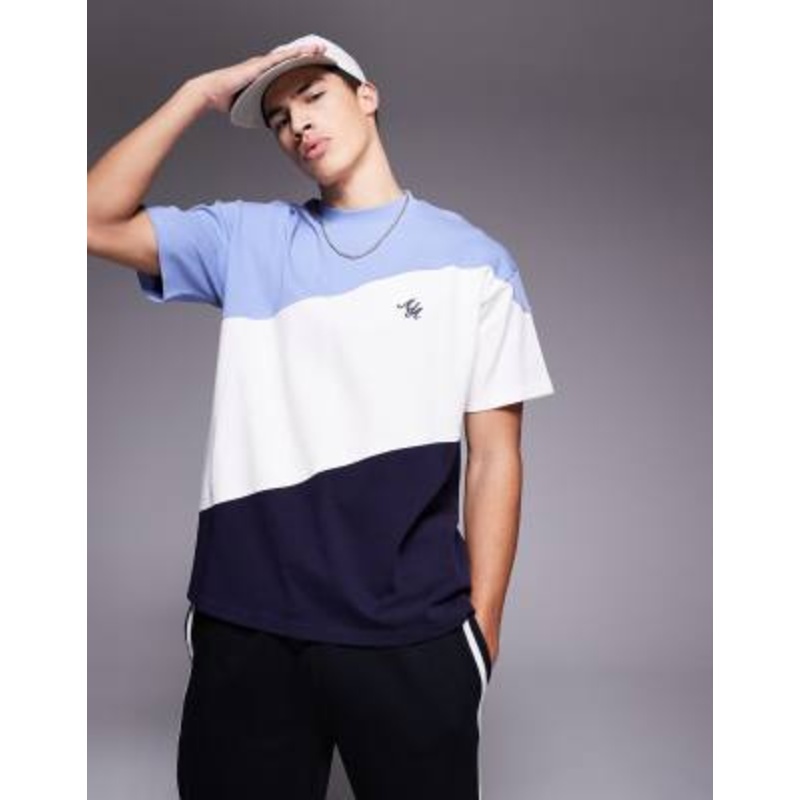 Alma De Ace color block 240gsm t-shirt in blue