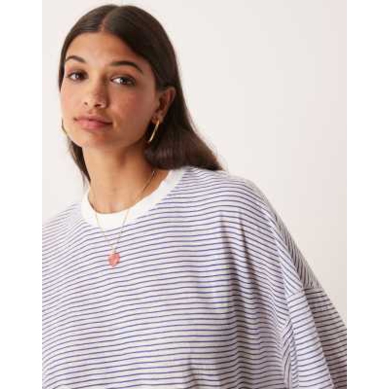 VRG GRL willow oversized striped t-shirt in blue