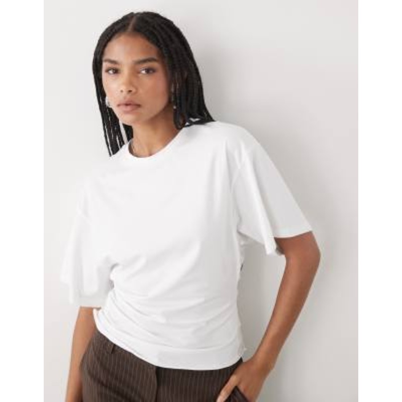 Weekday cinched waist T-shirt in white