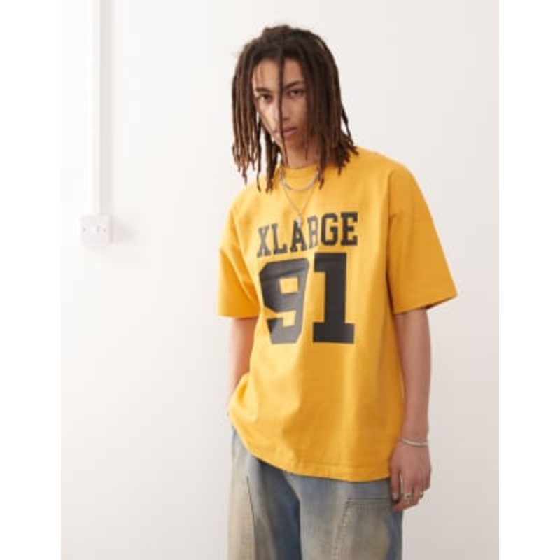 XLARGE t-shirt with oversized logo and number 91 print in yellow