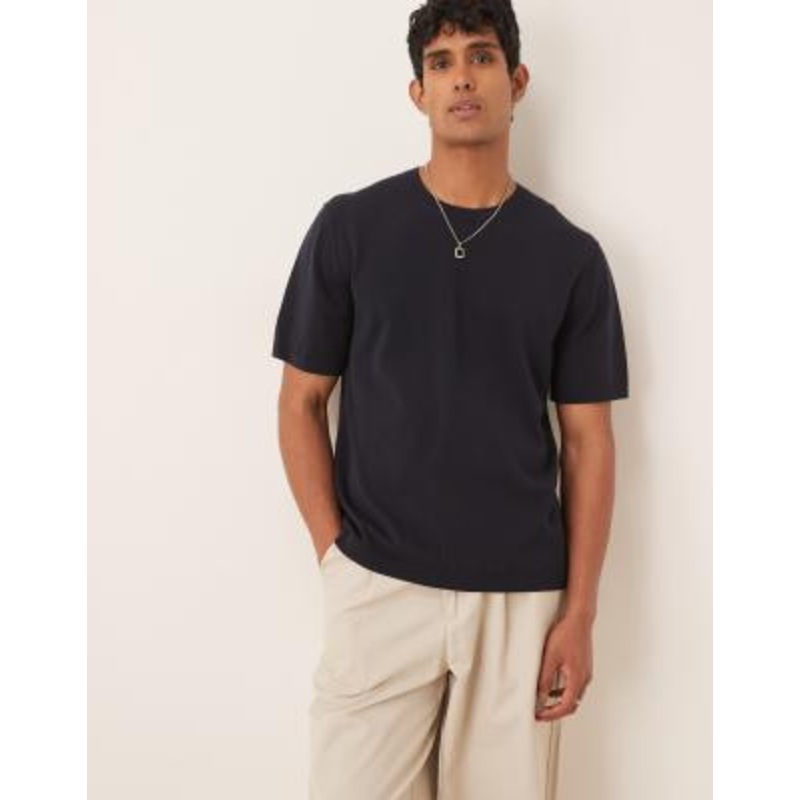 ARKET knit T-shirt in navy