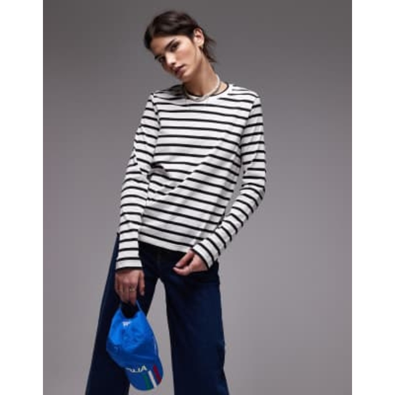 ARKET long sleeve t-shirt in off white and black stripes