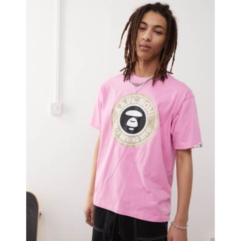 Aape by A Bathing Ape t-shirt with logo print in pink