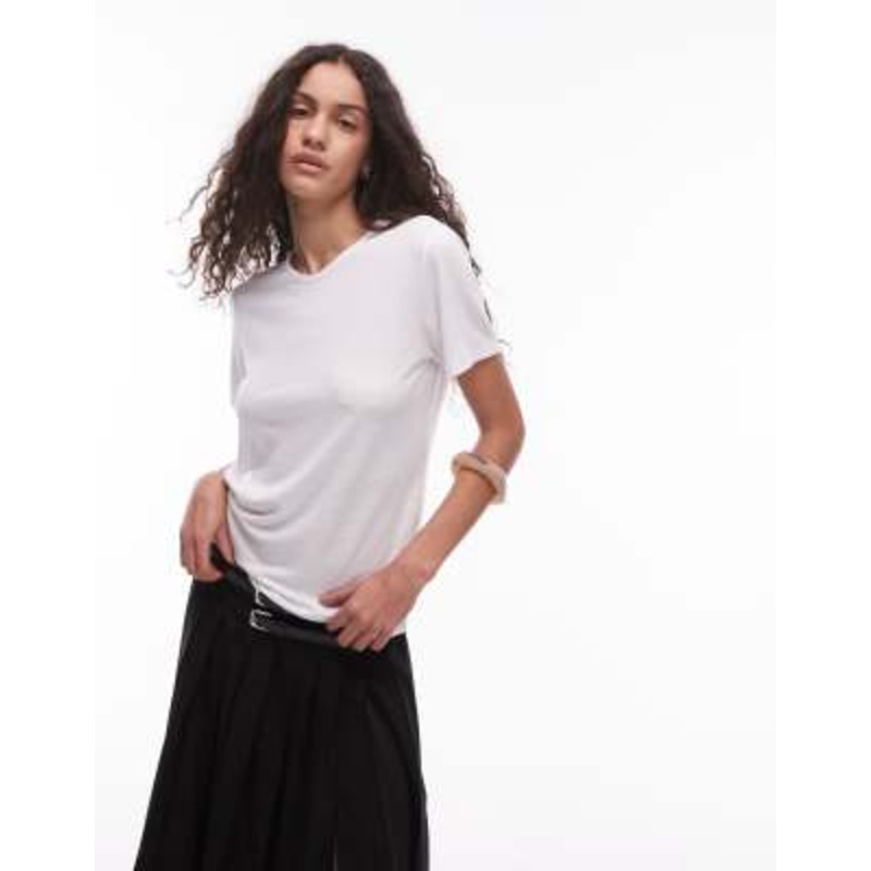 ARKET Linen blend relaxed T-shirt in white