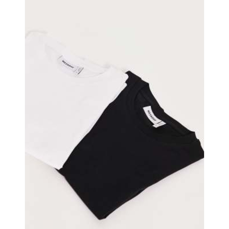 Weekday Essence standard 2 pack t-shirt in black white