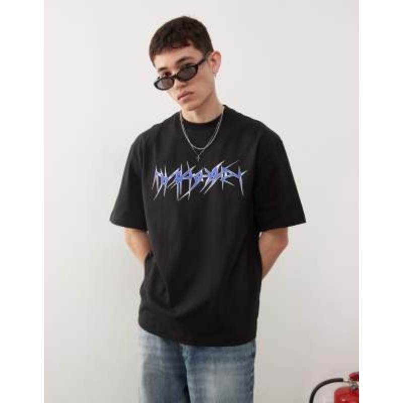 Weekday relaxed fit t-shirt with graphic print in black