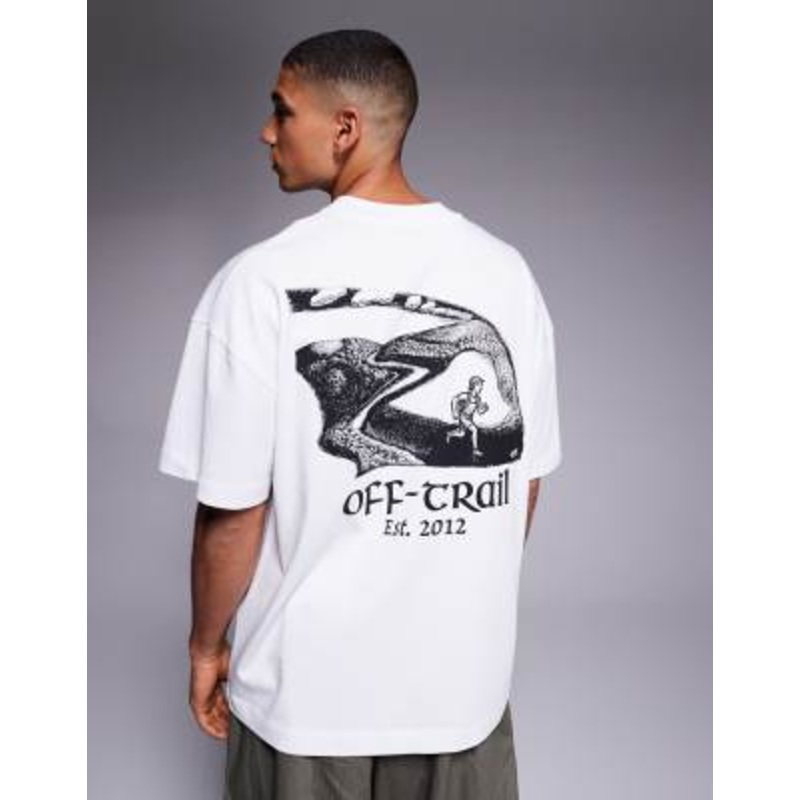 4505 oversized heavyweight back print cotton t-shirt with quick dry finish in white