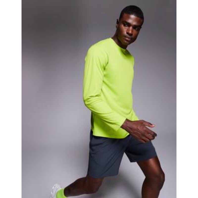 4505 quick dry technical mesh relaxed fit long sleeve running t-shirt in acid green