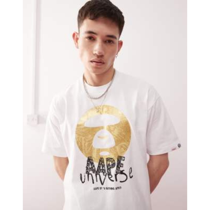 AAPE by A Bathing Ape logo camo t-shirt in white