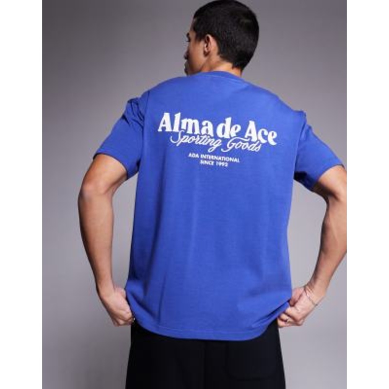 Alma De Ace logo back print 240gsm t-shirt in washed blue