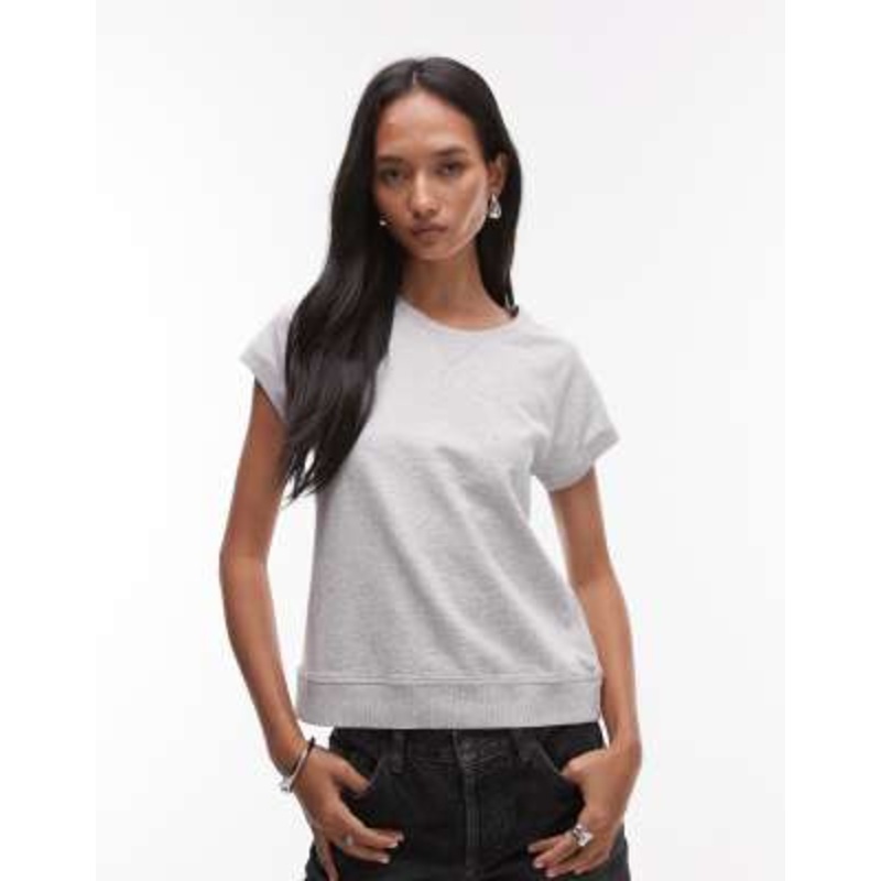 ARKET lightweight sweatshirt fabric t-shirt in heather gray