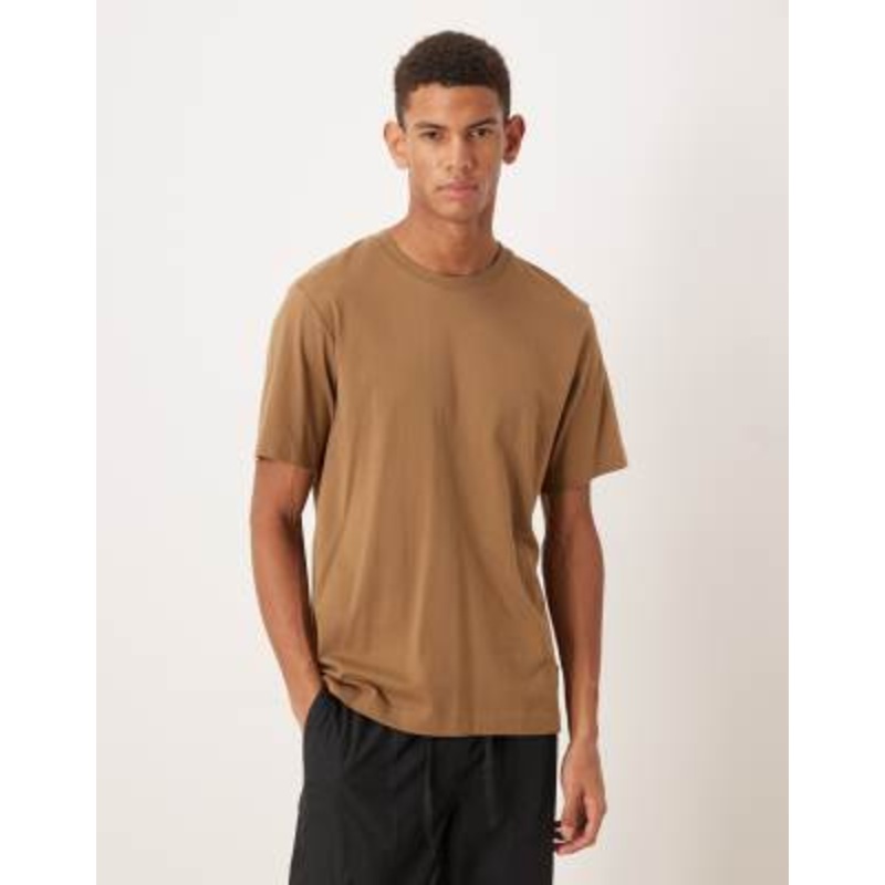 ARKET midweight jersey T-shirt in brown