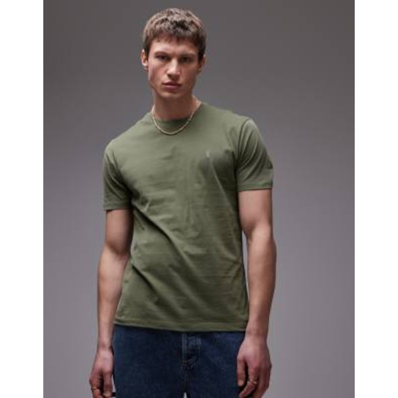 AllSaints Brace brushed cotton T-shirt in eden green