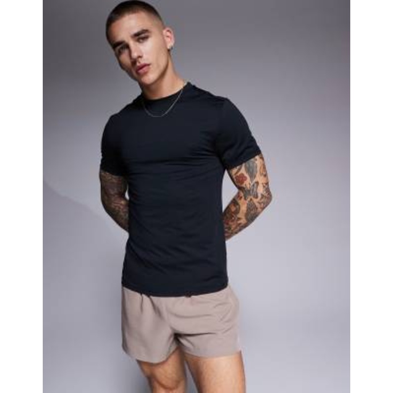 4505 Icon muscle fit training t-shirt with quick dry in black