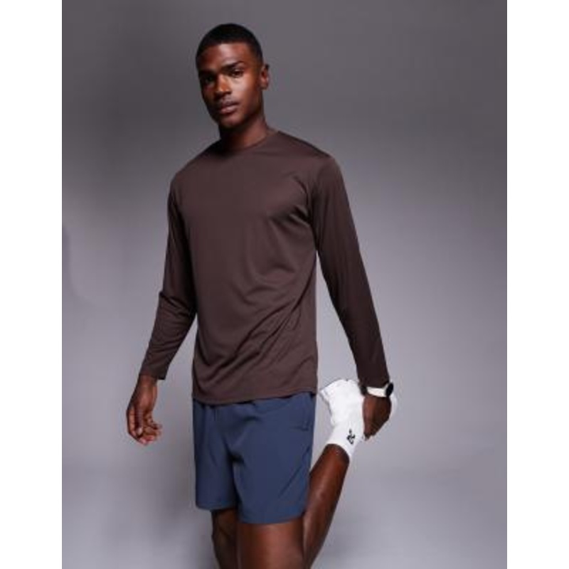 4505 quick dry mesh relaxed fit long sleeve running t-shirt in raisin