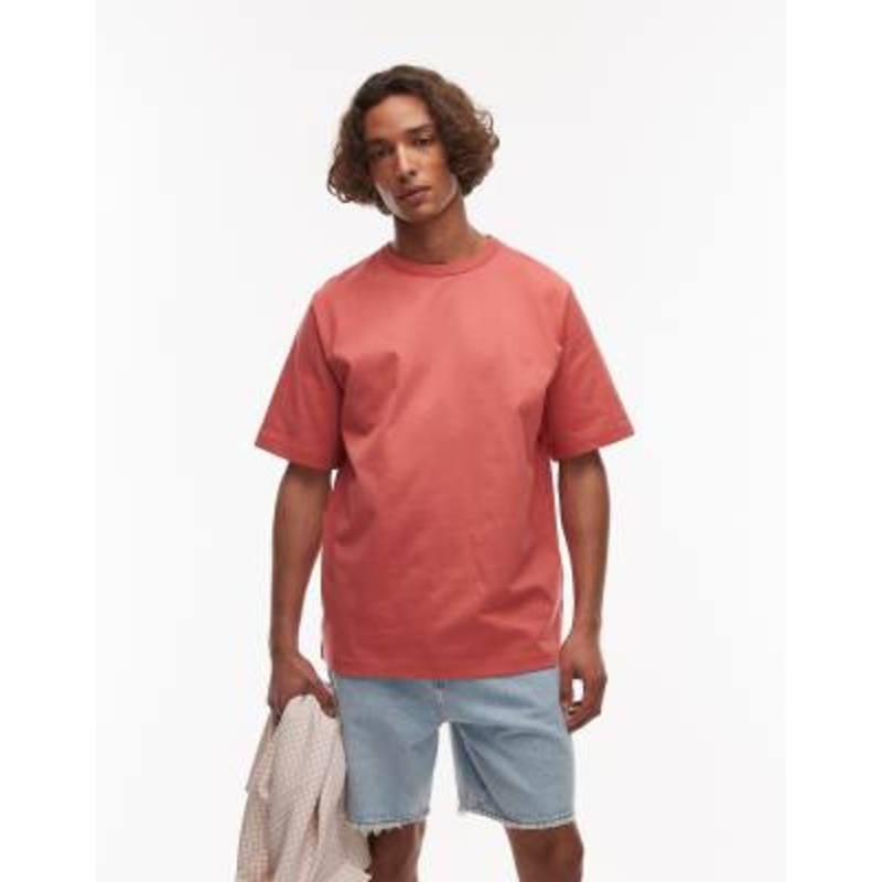 ARKET heavyweight jersey oversized t-shirt in washed red