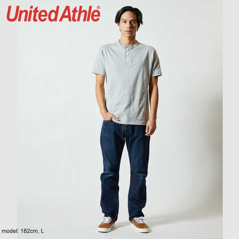United Athle Men’s Henry Collar T-shirt – 100% Cotton