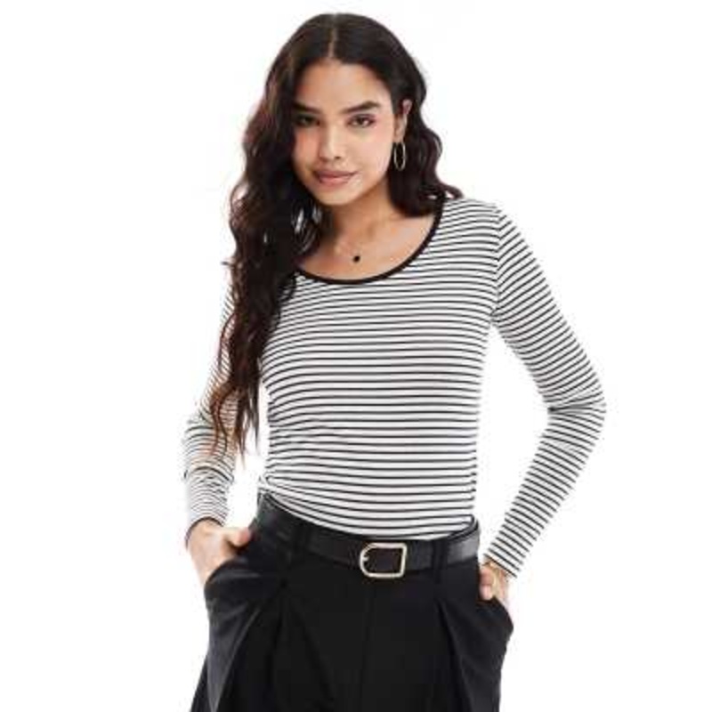 Vero Moda reversible long sleeve t-shirt in white and black stripe