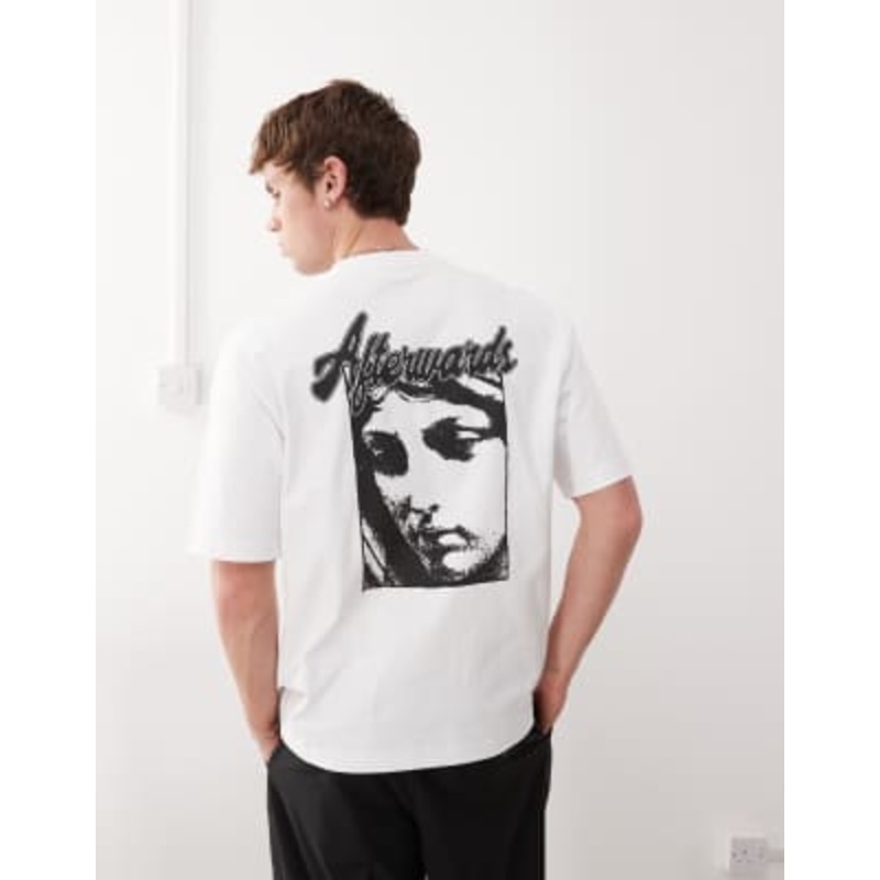 Weekday relaxed fit T-shirt with back graphic print in white