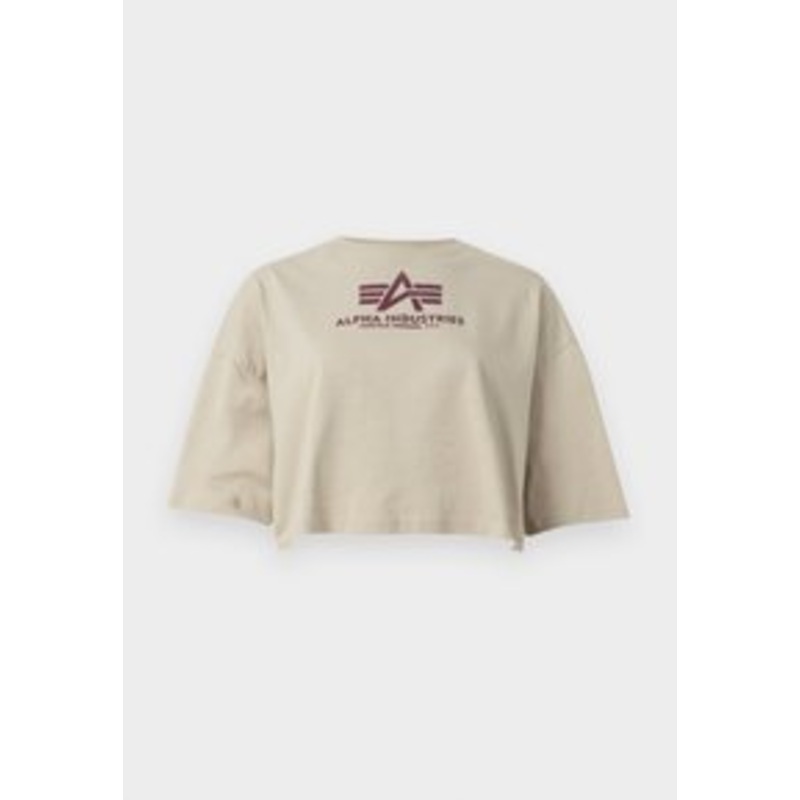 Alpha Industries BASIC CROPPED – T-Shirt print – organic beige/beige