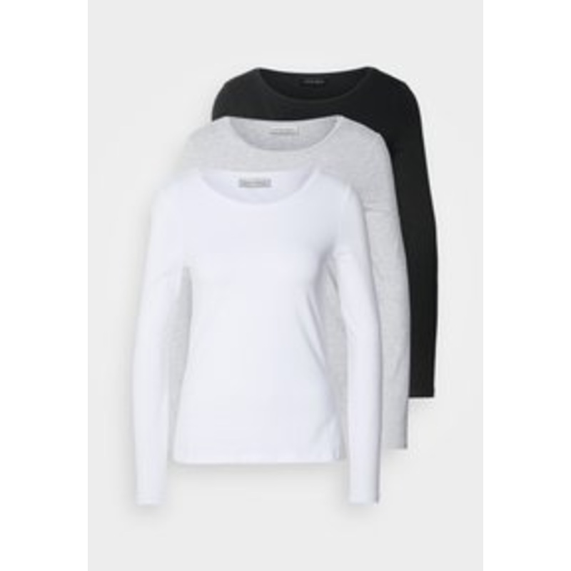 Anna Field 3 PACK – Langarmshirt – black/white/mottled light grey/schwarz