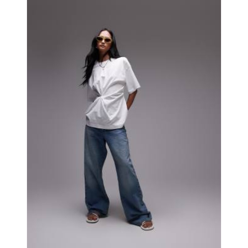 & Other Stories t-shirt with ruched detail in white