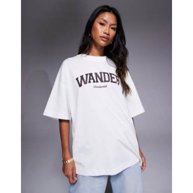 Wanderdoll oversized crew neck logo t-shirt in white