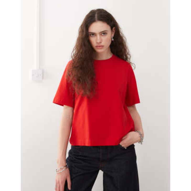 Weekday perfect boxy fit T-shirt in red