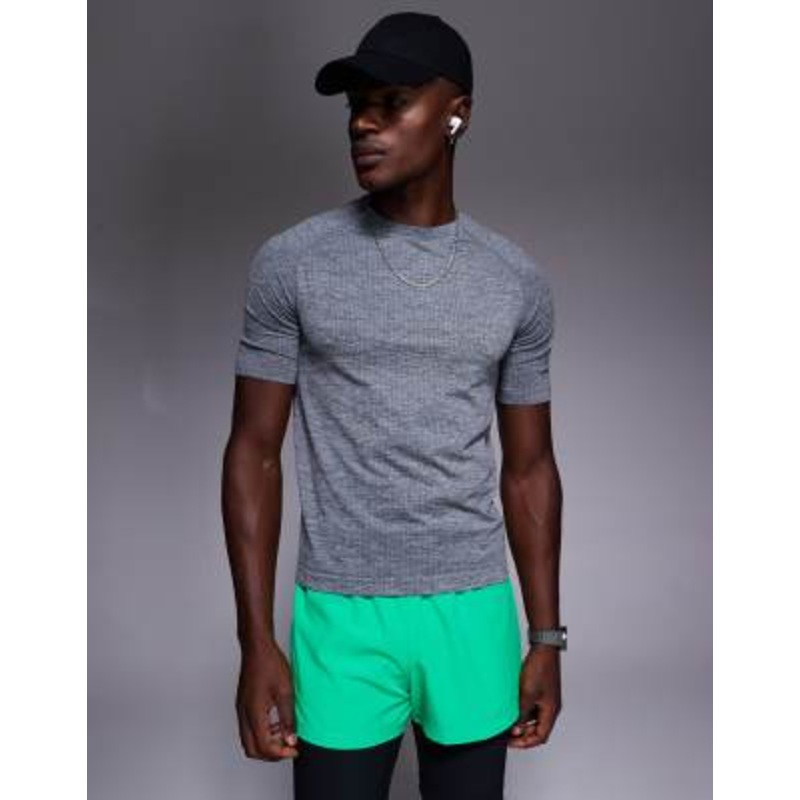 4505 seamless mesh slim fit lightweight base layer t-shirt in heathered sky gray