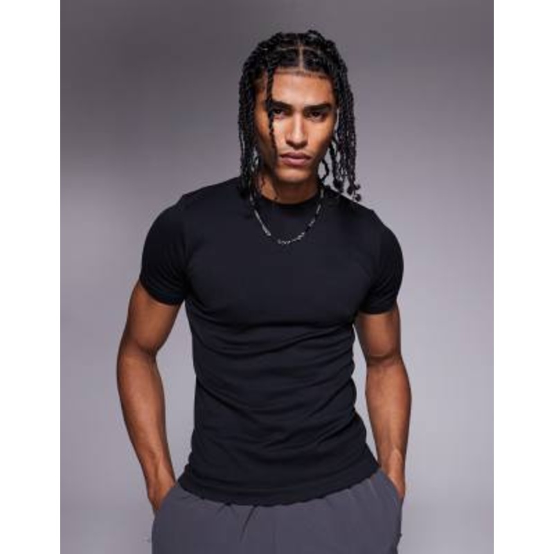 4505 slim fit seamless ribbed training t-shirt in black