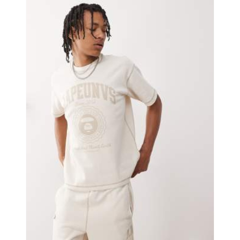 Aape by A Bathing Ape reversible campus logo t-shirt in off white