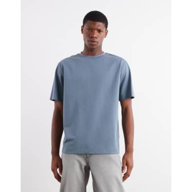 ARKET heavyweight interlock jersey oversized T-shirt in blue