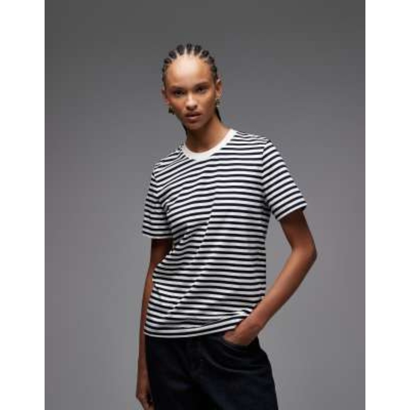 ARKET T-shirt in navy and off white stripes