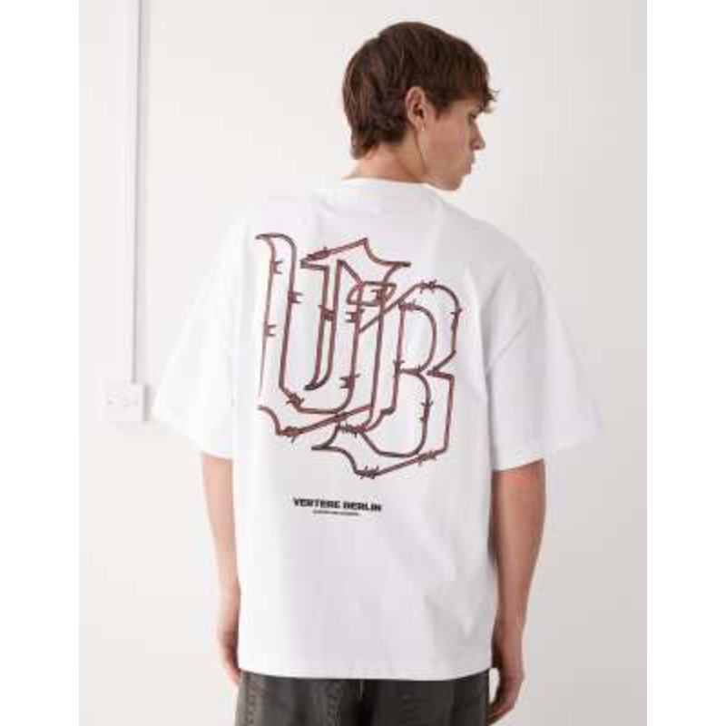 Vertere Berlin oversized t-shirt in white with wire front and back prints