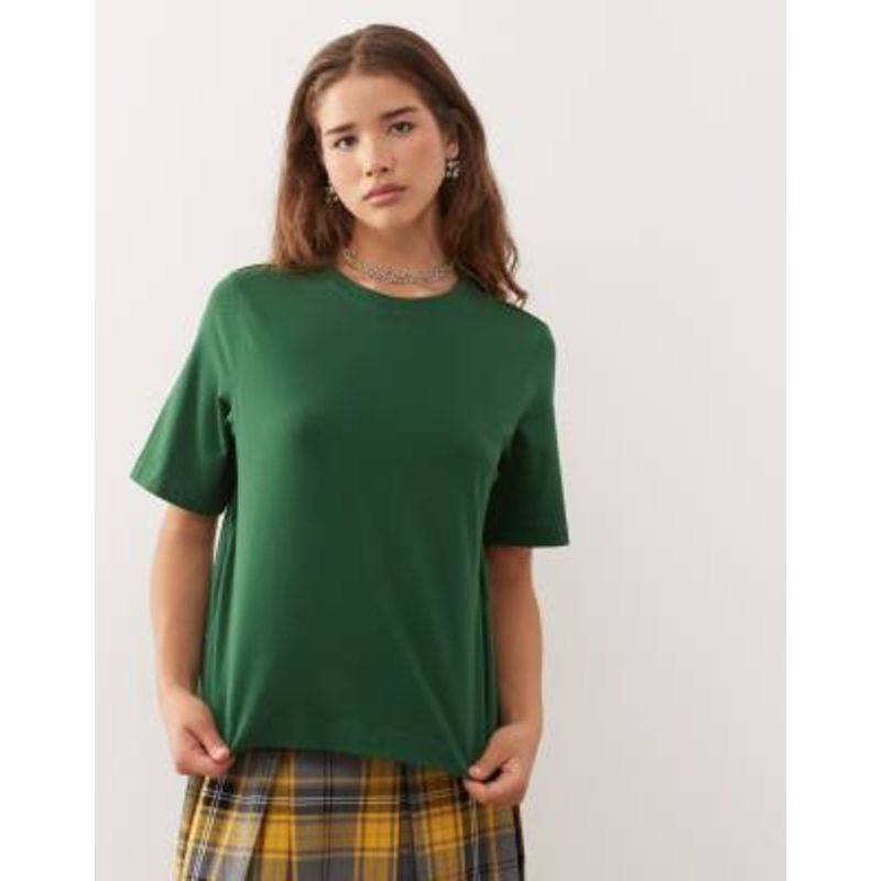 Weekday Perfect boxy fit T-shirt in dark green