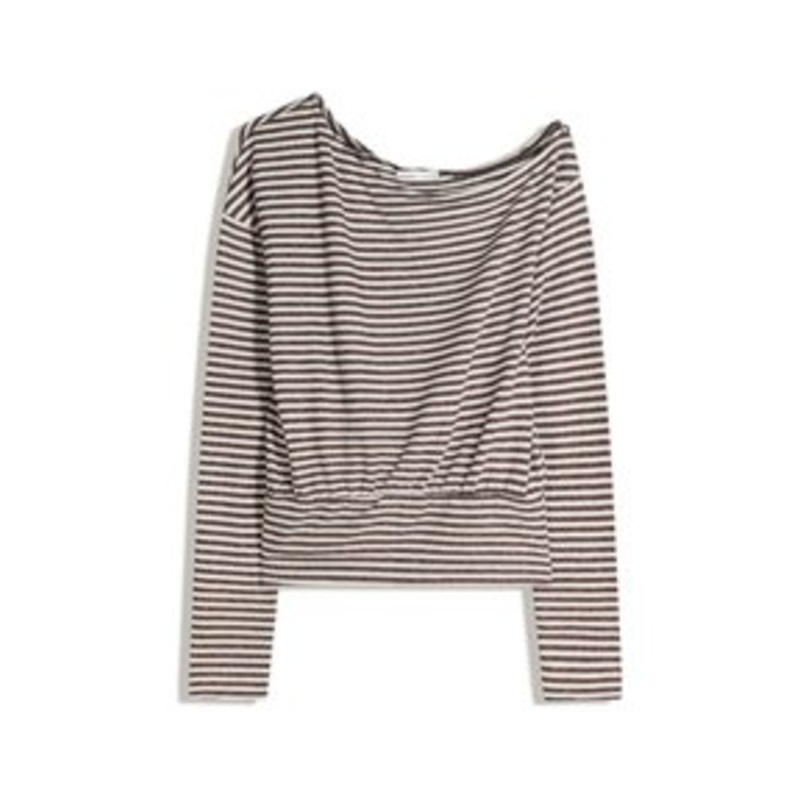 Bershka ASYMMETRIC STRIPED – Strickpullover – dark brown/dunkelbraun