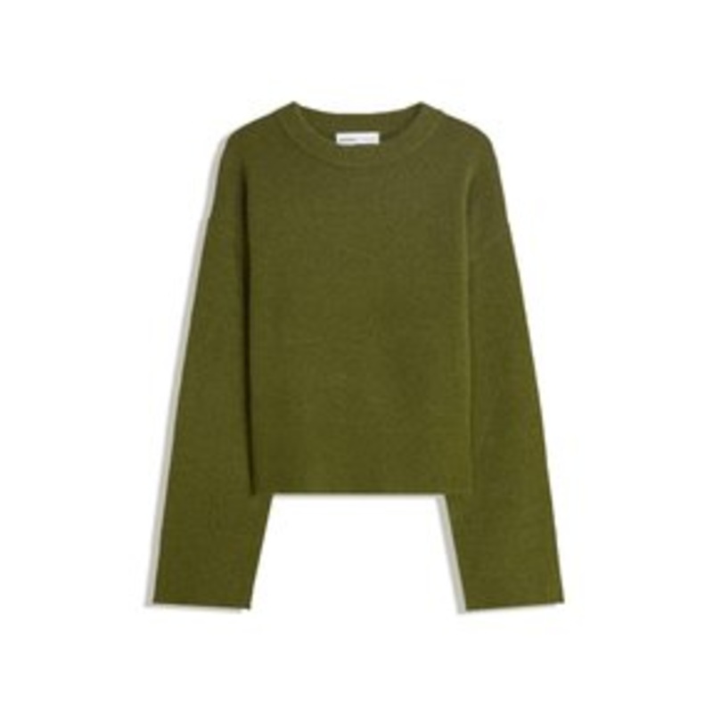 Bershka WITH HEM – Strickpullover – evergreen/tanne