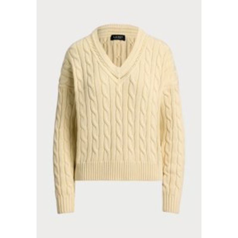 Lauren Ralph Lauren CABLE AND POINTELLE KNIT CRICKET JUMPER – Strickpullover – ivory beige/beige